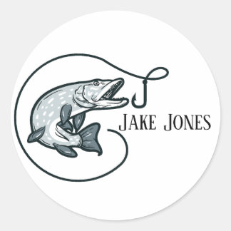 Vis en haak op maat ronde sticker