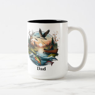 Vis en jacht tweekleurige koffiemok