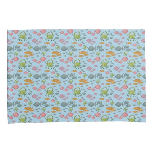 Vis en krabben kussensloop (Voorkant-Rechts)