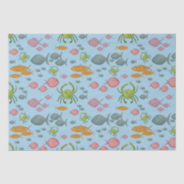 Vis en krabben tissuepapier