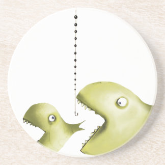 vis en vislijn zandsteen onderzetter