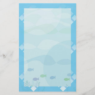 Vis en water, blauw briefpapier