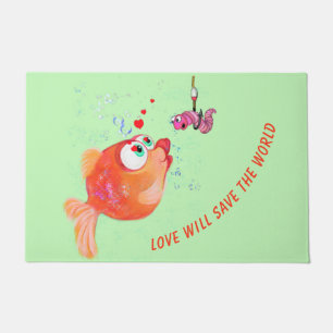 Vis en worm Doormat Fun - Liefde Deurmat