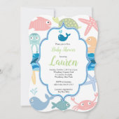 Vis en zee schepselen baby shower uitnodiging. kaart (Voorkant)