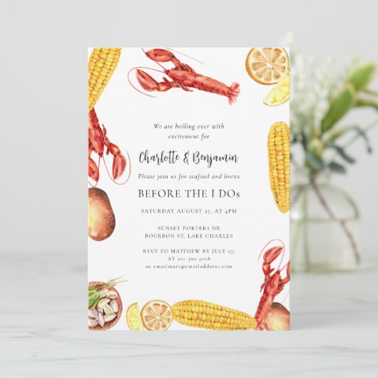 Vis en zeevruchten koken voor ik doe verlovingsfee kaart (Staand voorkant)