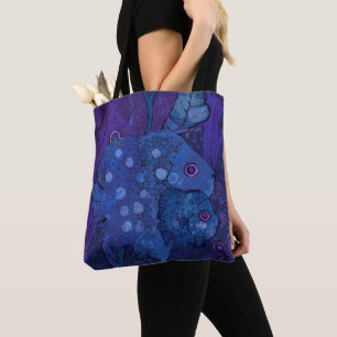 Vis Familie Onderwater Art Zee Dieren Marine Blauw Draagtas