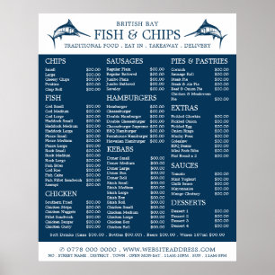 Vis & Frites Shop Restaurant Menu Poster