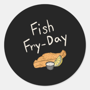 Vis Frituur-dag _ Vis Frituur Vrijdag _ Gebakken V Ronde Sticker