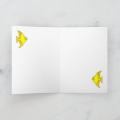 Vis & Gele Gingham Ballon Nummer 1e Verjaardag Kaart (Binnen)