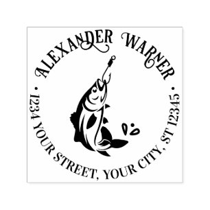 Vis gevangen op Hook Naam Return Adres Zelfinktende Stempel