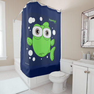 Vis (Groen, marineblauw Bg) Shower Curtain Douchegordijn