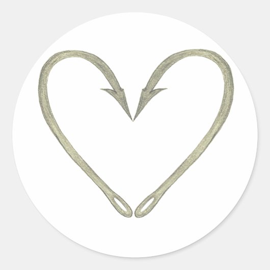 Vis Haak Hart Ronde Sticker (Voorkant)