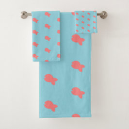 Vis Herhaal Kids Baby Lt Blauwe Badhanddoek Set Bad Handdoek