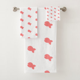 Vis Herhaal Kids Baby Witte Bad Handdoek Set