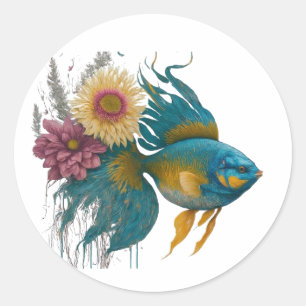 Vis Het symbool van voorspoed met uniek ontwerp Ronde Sticker