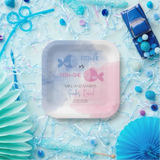 Vis-hij of Vis- zij geslacht onthul bordjes (Feest)