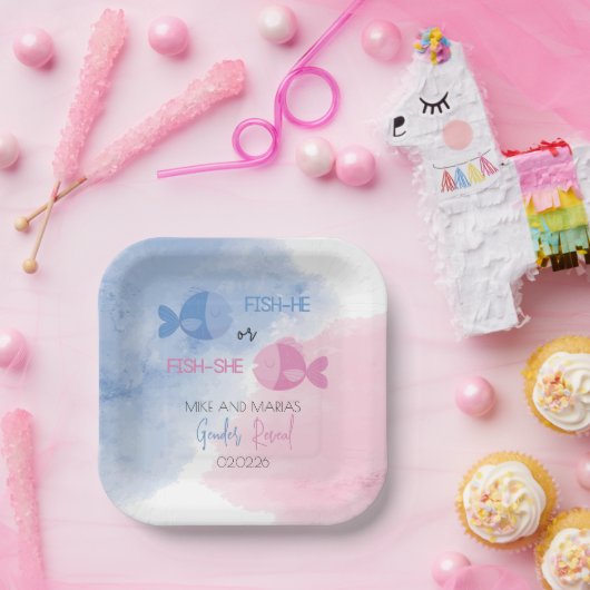 Vis-hij of Vis- zij geslacht onthul bordjes (Feest)