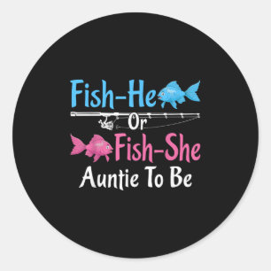 Vis-hij of Vis-zij Tante Wordt Geslacht Reveal Bab Ronde Sticker