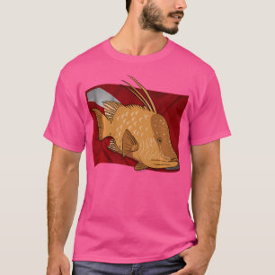 Vis Hogfish op Duik Vlag Florida Spearfishing Div T-shirt