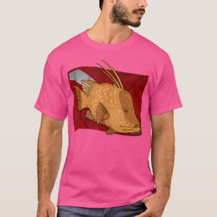 Vis Hogfish op Duik Vlag Florida Spearfishing Div T-shirt