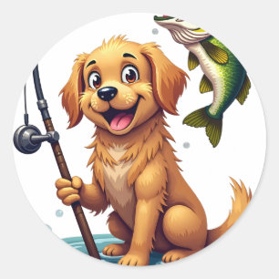 Vis Hond Gouden Retriever Baars Vangst Kawaii T Ronde Sticker