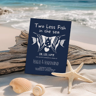 Vis in de Zee Nautical Navy Couples Shower Folie Uitnodiging