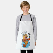 Vis in glas als Cook met soep Schort (Gedragen)