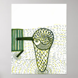 Vis in het net poster