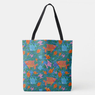 Vis in het Zee, Kleurrijk, Fun Pattern Tote Bag