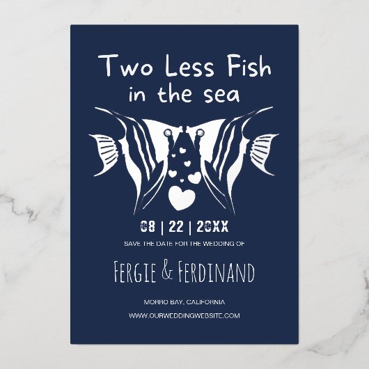 Vis in het Zee Nautical Save the Date Kaart (Voorkant)