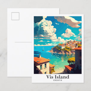 Vis Island Kroatië Reizen  Illustratie Briefkaart