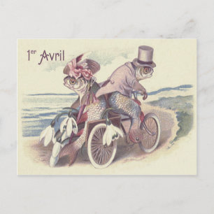 Vis Koppel Fiets Zee Oceaan Lelie Briefkaart