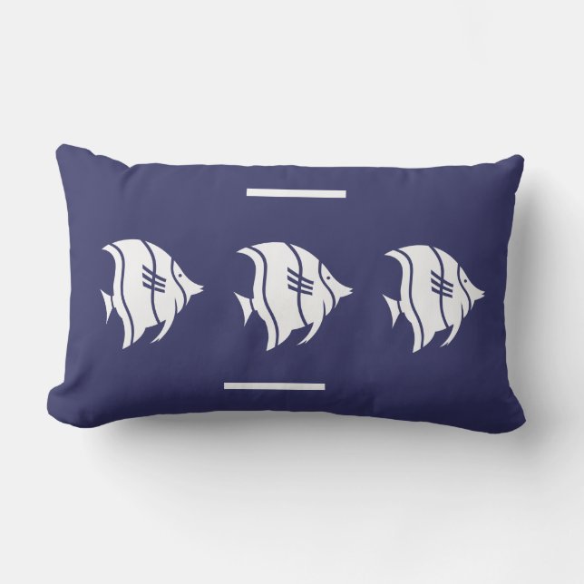 vis marineblauw wit PILLOW kustleven Kussen (Voorkant)