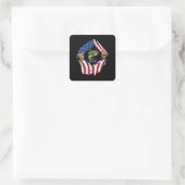 Vis met Amerikaanse vlag Vierkante Sticker (Tas)