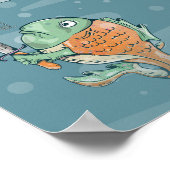 Vis met een mes poster (Hoek)