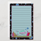 Vis met gebubble Border Lined Stationery Briefpapier (Voorkant / Achterkant)