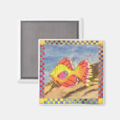 Vis met geruite rand #6 magneet (Voorkant / Achterkant)