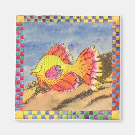 Vis met geruite rand #6 magneet