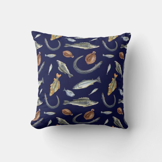 Vis met twee Design palmzalm Kussen (Voorkant)