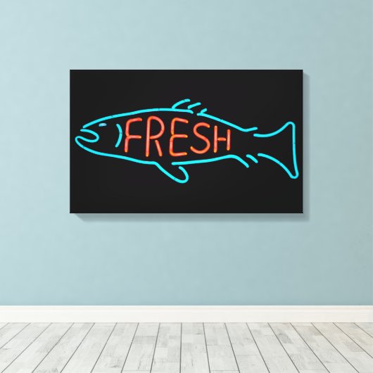 Vis Neon Sign Canvas Afdruk (Insitu (Houten vloer))