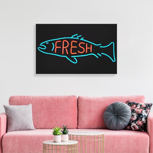 Vis Neon Sign Canvas Afdruk (Insitu (Woonkamer))