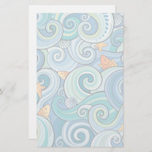 Vis onder het golfpatroon briefpapier (Voorkant / Achterkant)