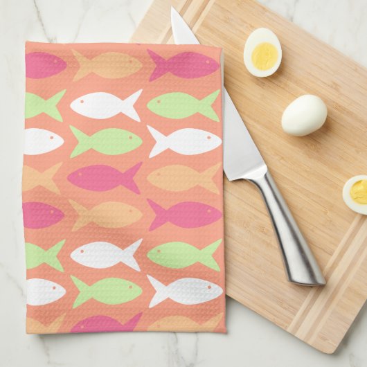 Vis onder het Zee kleurrijk meer Theedoek (Quarter Fold)