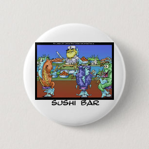 Vis ontmoet Markten AKA Sushi Bar Grappige Geschen Ronde Button 5,7 Cm