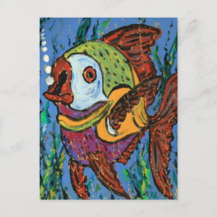 Vis op een bord briefkaart