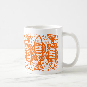Vis - Oranje Koffiemok