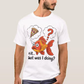 Vis pizza die nadenkt over wat te eten t-shirt (Voorkant)