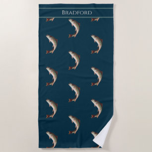  vis regenboog forel patroon marine blauw strandlaken