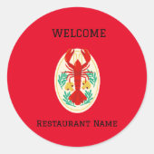 Vis restaurant welkom rode kreeft Personaliseren Ronde Sticker (Voorkant)