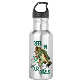 Vis rijden op een fiets groen Motivatie Waterfles